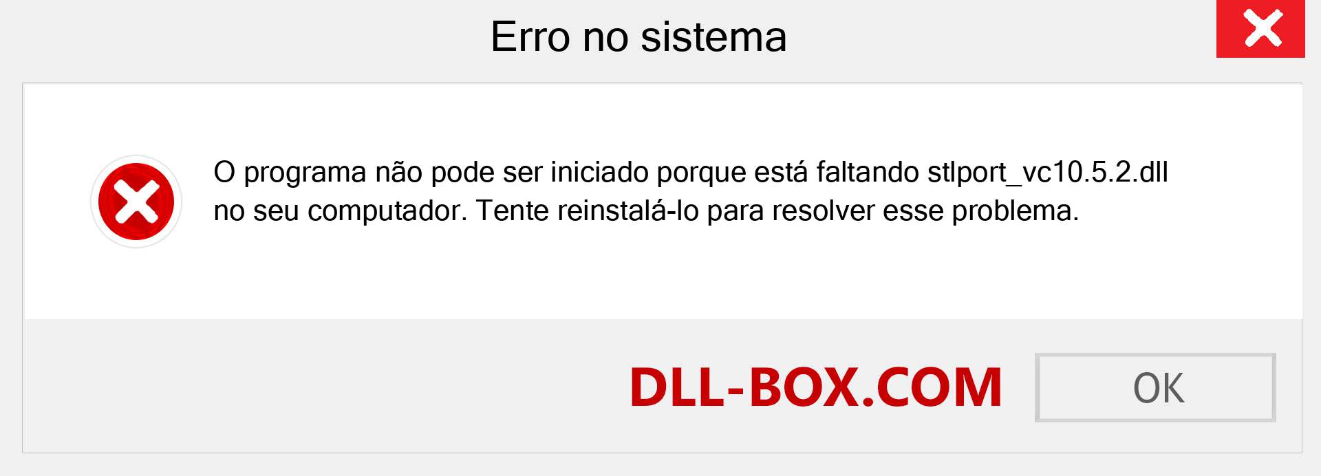 Arquivo stlport_vc10.5.2.dll ausente ?. Download para Windows 7, 8, 10 - Correção de erro ausente stlport_vc10.5.2 dll no Windows, fotos, imagens